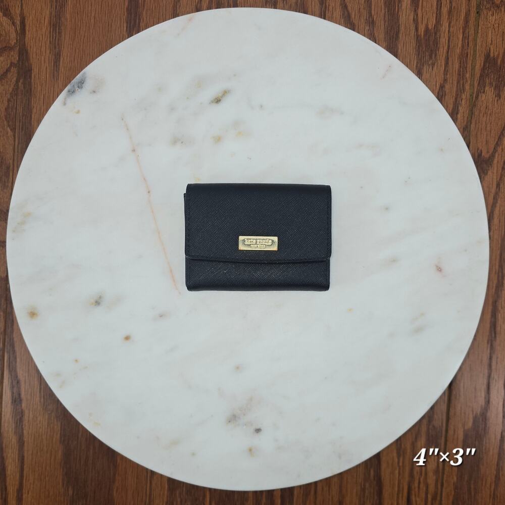 Kate Spade New York Black‎ Saffiano Leather Trifold Wallet Gold Logo
